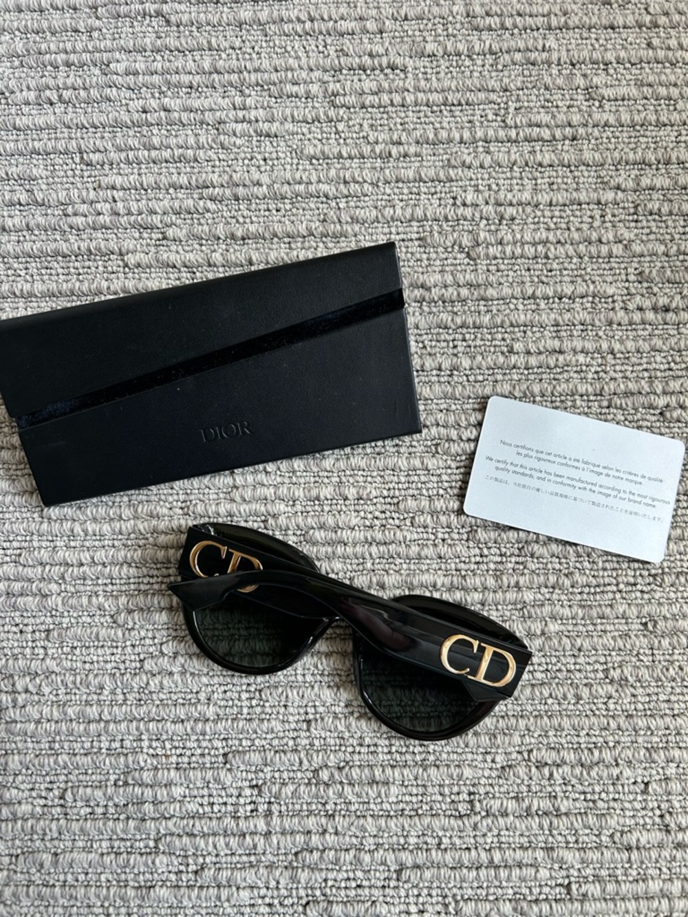 Dior Black Sunglasses with Gold Logo Accent